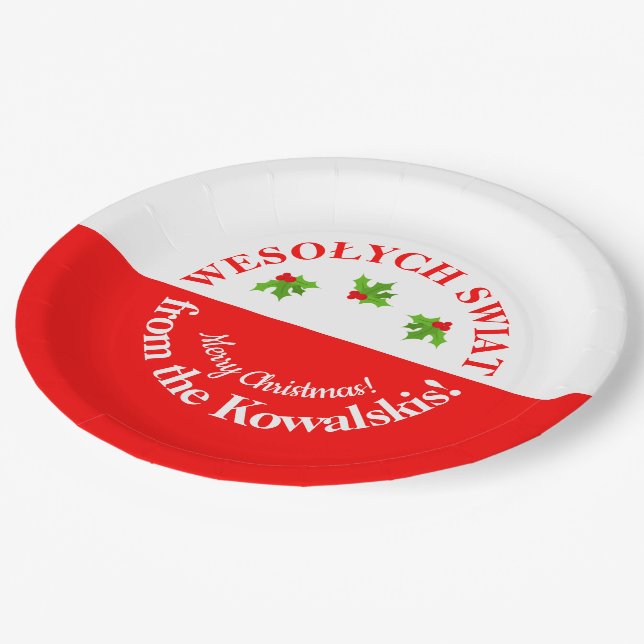 Assiettes En Carton Wesolych Swiat Christmas Party Pologne Drapeau et  (Angle)