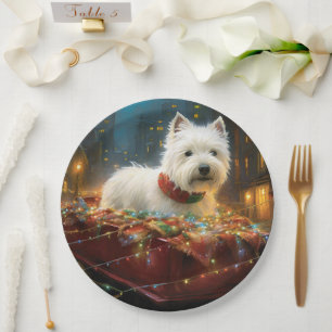Assiettes En Carton West Highland White Terrier Festif de Noël