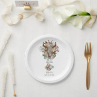 Western Country Cowboy Boho Cow Mariage crâne
