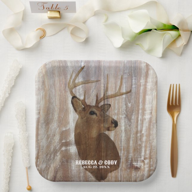 Assiettes En Carton Western Country Deer The Hunt Is Over Wedding  (Mariage)