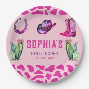 Assiettes En Carton Western Cowgirl First Rodeo Rose Girls Anniversair