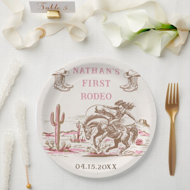 Assiettes En Carton Western Desert Boots Rodeo Birthday Paper Plate (Mariage)