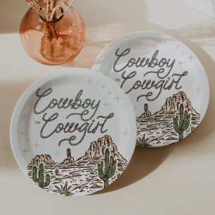 Assiettes En Carton Western Gender Revewer Shower Cowboy ou Cowgirl