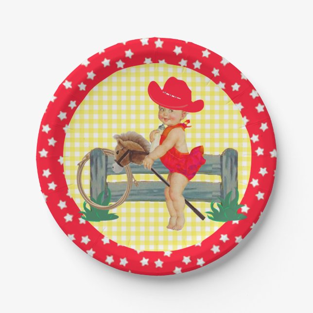 Assiettes En Carton Western Party Baby Cowgirl Stick Horse Plates (Devant)