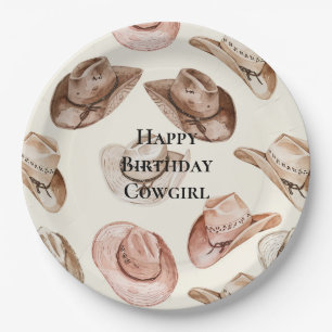 Assiettes En Carton Western Pink Cream Cowgirl Casquettes Anniversaire