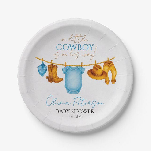Assiettes En Carton Western Rodeo Baby Shower Plates for Boys (Devant)