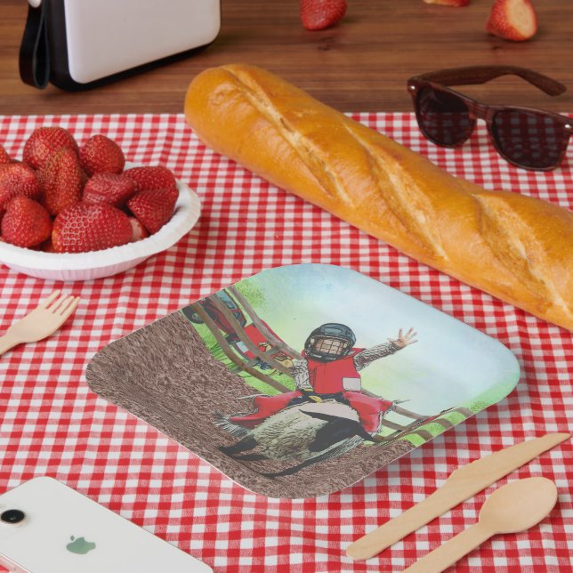 Assiettes En Carton Western Rodeo Cowboy Cowgirl Mutton Buston (Pique-nique)