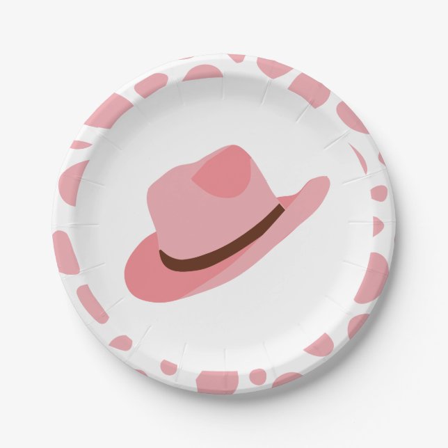 Assiettes En Carton Western Rodeo Pink Cowgirl Anniversaire (Devant)
