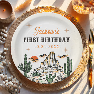 Assiettes En Carton Western Vintage Desert Premier Rodéo 1er Anniversa