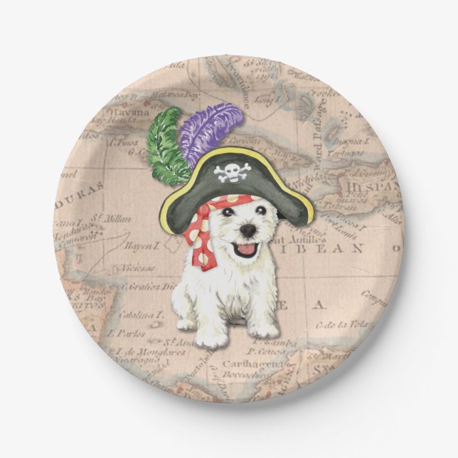 Assiettes En Carton Westie Pirate (Devant)