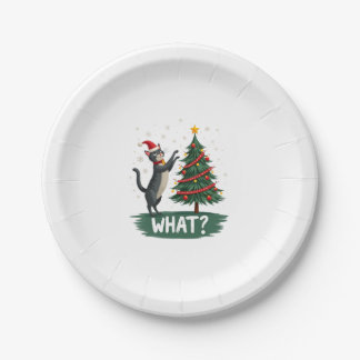 Assiettes En Carton What Funny Cat Pushing Christmas Tree Over Cat Xma