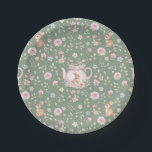 Assiettes En Carton Whimsical Bunny Teapot Spring Floral Pattern<br><div class="desc">Whimsical Bunny Teapot Spring Floral Pattern Paper Plates. Whimsical design featuring an adorable bunny nestled inside a delicate pink teapot,  surrounded by watercolor flowers and lush green leaves. The soft sage green background enhances the gentle beauty of this pattern. Ideal for Easter or baby showers.</div>