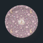 Assiettes En Carton Whimsical Bunny Teapot Spring Floral Pattern<br><div class="desc">Whimsical Bunny Teapot Spring Floral Pattern Paper Plates. Whimsical design featuring an adorable bunny nestled inside a delicate pink teapot,  surrounded by watercolor flowers and lush green leaves. The soft purple background enhances the gentle beauty of this pattern. Ideal for Easter or baby showers.</div>