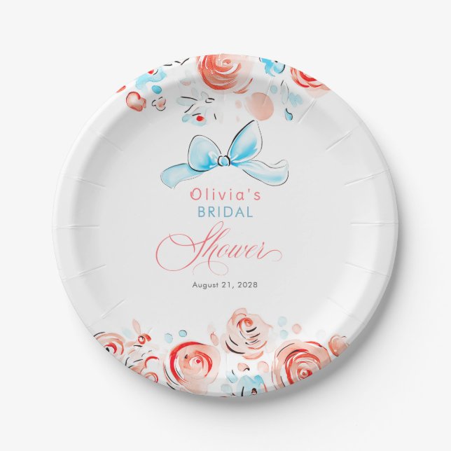 Assiettes En Carton Whimsical Chic Elegant Hand Drawn Bridal Shower (Devant)