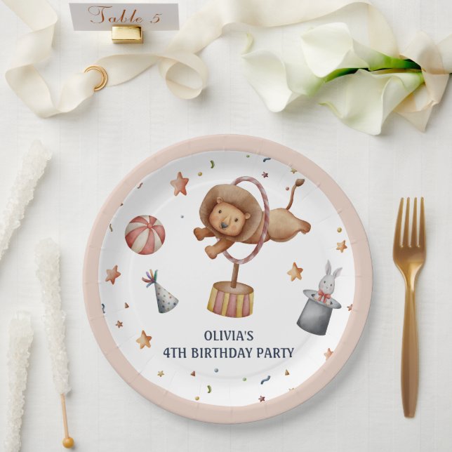 Assiettes En Carton Whimsical Circus Lion Anniversaire de enfant Party (Mariage)