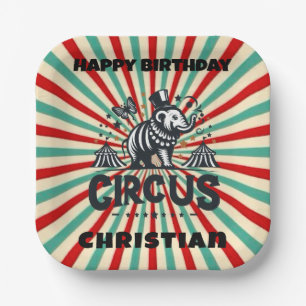 Assiettes En Carton Whimsical Circus Sunburst Anniversaire de enfant P