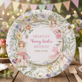 Assiettes En Carton Whimsical Enchanted Garden Fairy First Birthday
