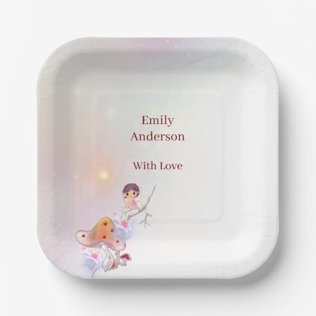 Assiettes En Carton Whimsical Fairy Magique 4th Birthday plaques papie (Recto)