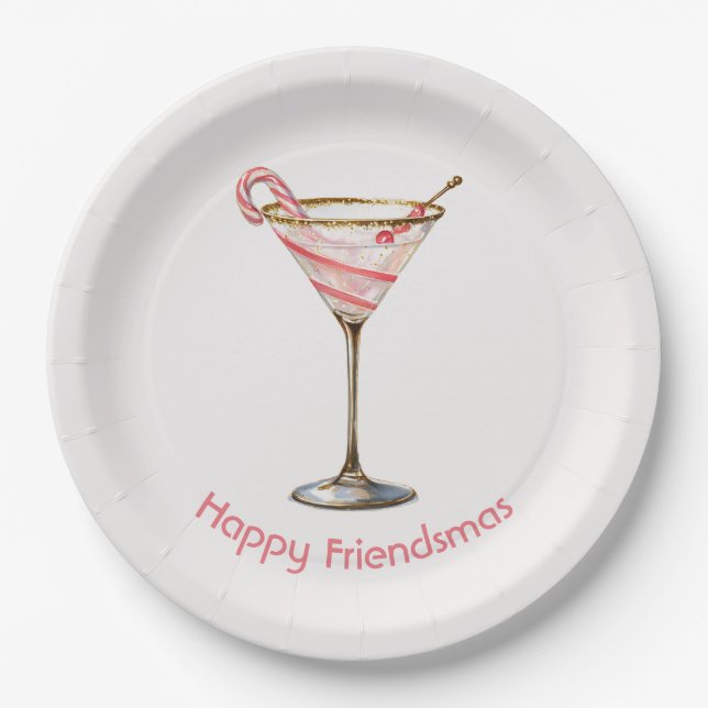 Assiettes En Carton Whimsical Festive Martini Glass Paper Plates (Devant)