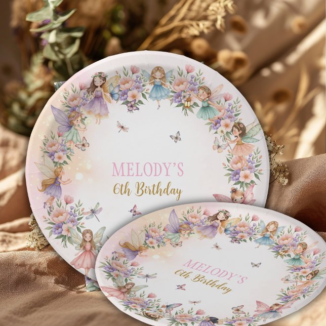 Assiettes En Carton Whimsical flower fairy garden 6th birthday  (Créateur téléchargé)