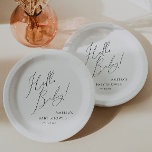 Assiettes En Carton Whimsical Genre Neutre Bonjour bébé! Baby shower<br><div class="desc">Présentez notre chic bébé bonjour sans sexe! baby shower plaques de papier parfait pour toute saison, que ce soit l'automne, l'hiver, le printemps ou l'été! Cette assiette a une ambiance boho-chic avec une calligraphie moderne et élégante et un design minimaliste noir et blanc. C'est joli et unique, avec une touche...</div>