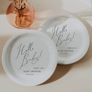 Assiettes En Carton Whimsical Genre Neutre Bonjour bébé! Baby shower