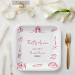Assiettes En Carton Whimsical Hand Drawn Quirky Bridal Shower Party<br><div class="desc">The Whimsical Hand Drawn Quirky Bridal Shower Party Plate features a playful Italian-inspired design with a clean and modern look. The plate showcases charming red line art illustrations arranged around the border. This party plate is perfect for an Italian-themed bridal shower, wine and pasta celebration, or retro-inspired gathering. It adds...</div>