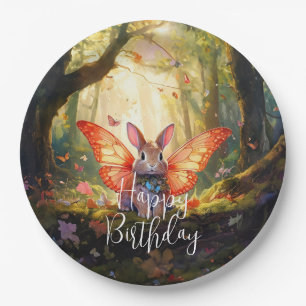Assiettes En Carton Whimsical lapin enchanted forêt Joyeux anniversair