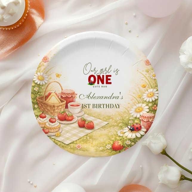 Assiettes En Carton Whimsical Meadow Lady Bug 1st Birthday (Créateur téléchargé)