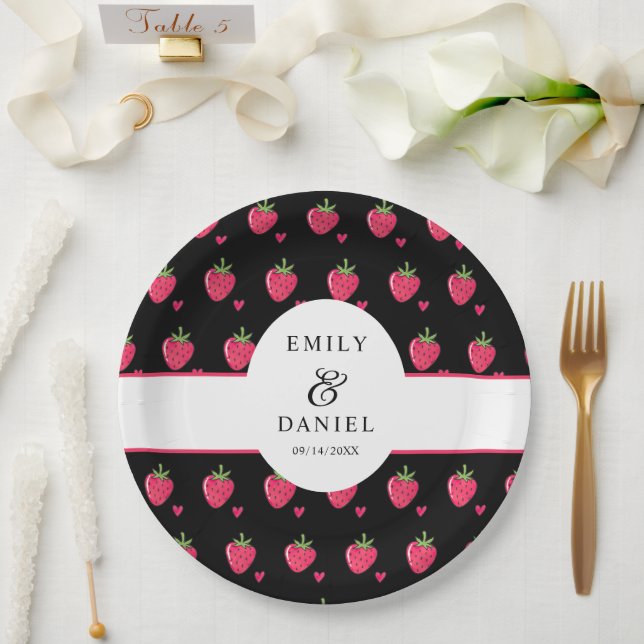 Assiettes En Carton Whimsical Pink Strawberry Wedding (Mariage)