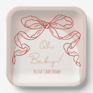 Assiettes En Carton Whimsical Retro Orange Main Draw Baby shower