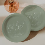 Assiettes En Carton Whimsical Sage Green Oh Garçon ! Baby shower<br><div class="desc">Présentant notre sauge géant vert oh garçon! Plaques en papier baby shower, parfait pour votre simple fête moderne de bouho chaque saison de l'année! Cette assiette a une ambiance boho-chic, neutre genre avec une calligraphie élégante et un design minimaliste délicat. De plus, il est modifiable, de sorte que vous pouvez...</div>