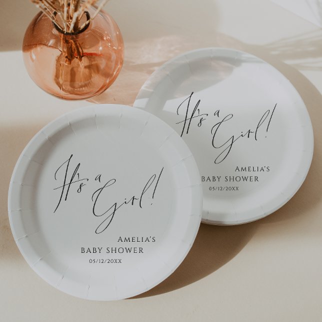 Assiettes En Carton Whimsical Simple Neutre C'est une fille ! Baby sho (Créateur téléchargé)