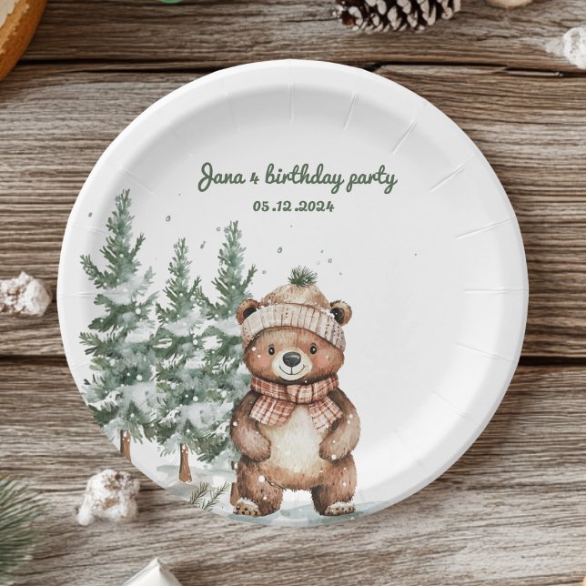 Assiettes En Carton Whimsland Deer Birthday Green (Créateur téléchargé)