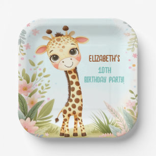 Assiettes En Carton Whimssical Cute Giraffe Anniversaire