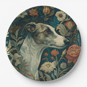 Assiettes En Carton Whippet Bringé et Blanc de style William Morris