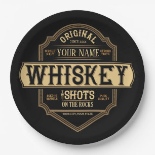 Assiettes En Carton Whiskey personnalisé sur le Rocks Liquor Étiquette