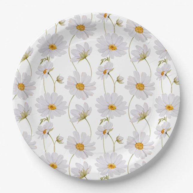 Assiettes En Carton White Daisy (Devant)