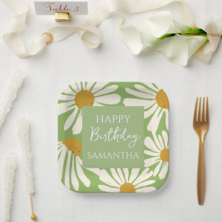 Assiettes En Carton White Daisy Blooms –  Floral  Garden Birthday 