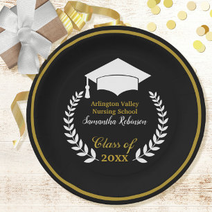 Assiettes En Carton White Grad Cap Graduation Party Paper Plate