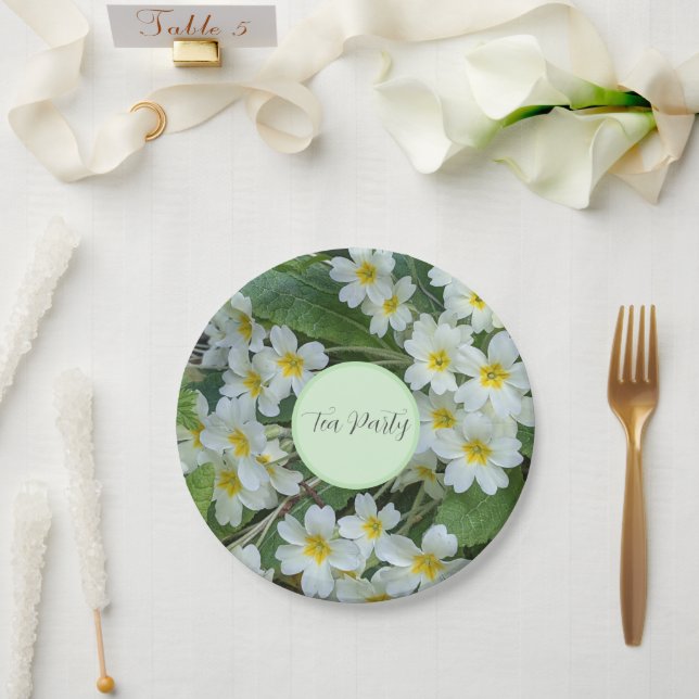Assiettes En Carton White Primroses Floral Tea Party (Mariage)