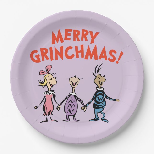 Assiettes En Carton Whos Holding Hands Merry Grinchmas (Devant)