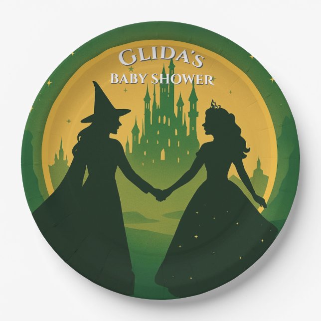 Assiettes En Carton Wicked Baby Shower Plates | Glinda & Elphaba Party (Devant)