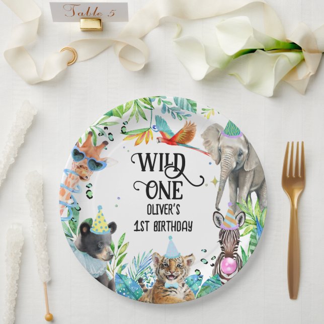 Assiettes En Carton Wil Birthday Safari Animaux (Mariage)