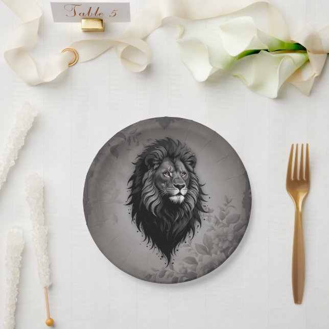 Assiettes En Carton Wild Grace : portrait saisissant d'un lion (Mariage)