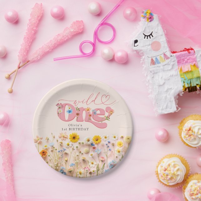 Assiettes En Carton Wild One 1er Fleur sauvage d'anniversaire (Fête)