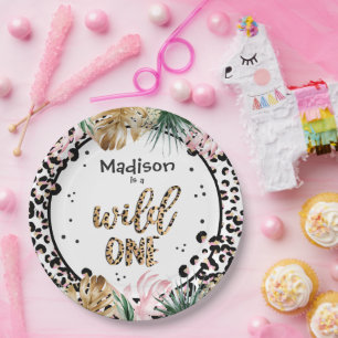 Assiettes En Carton Wild One Birthday Empreinte de léopard Wild Jungl