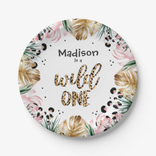 Assiettes En Carton Wild One Birthday Empreinte de léopard Wild Jungle