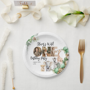 Assiettes En Carton Wild One Birthday Safari photo d'animal