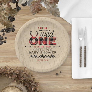 Assiettes En Carton Wild One Boys Rustic Plaid Baby shower de bûcheron